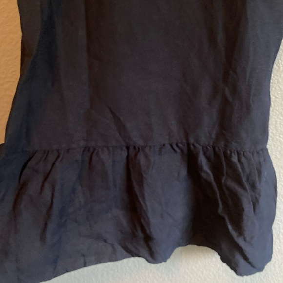 LOFT Sleeveless Navy Shift Dress with Ruffle Hem - Picture 2 of 4